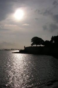 El Morro turret at sunset.